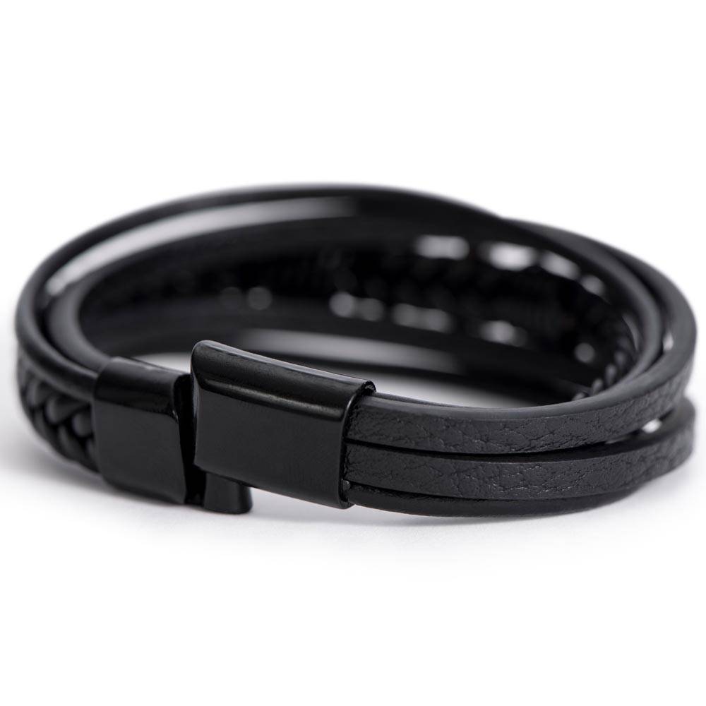 Jean Laclair Men's Cross Leather Bracelet